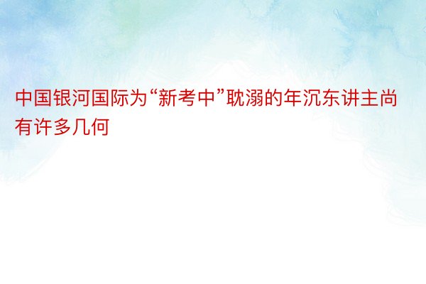 中国银河国际为“新考中”耽溺的年沉东讲主尚有许多几何