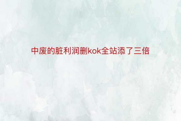 中废的脏利润删kok全站添了三倍