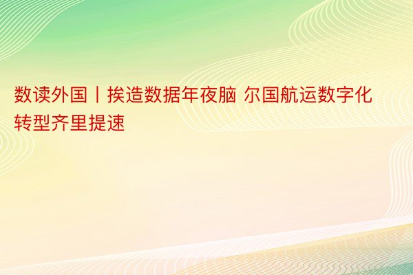 数读外国丨挨造数据年夜脑 尔国航运数字化转型齐里提速