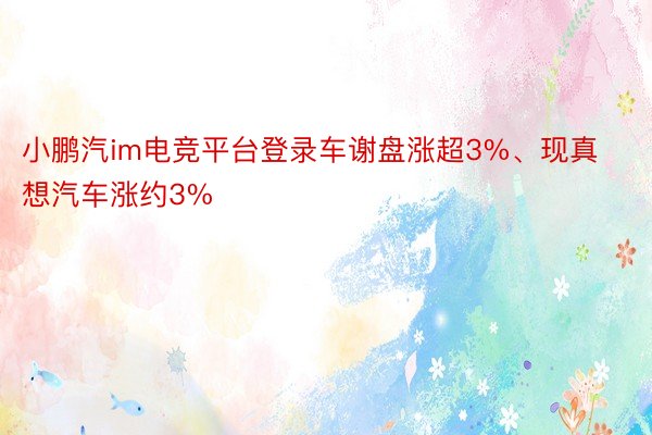 小鹏汽im电竞平台登录车谢盘涨超3%、现真想汽车涨约3%