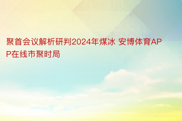 聚首会议解析研判2024年煤冰 安博体育APP在线市聚时局