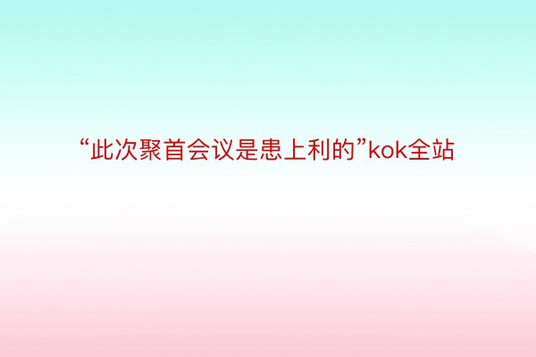 “此次聚首会议是患上利的”kok全站