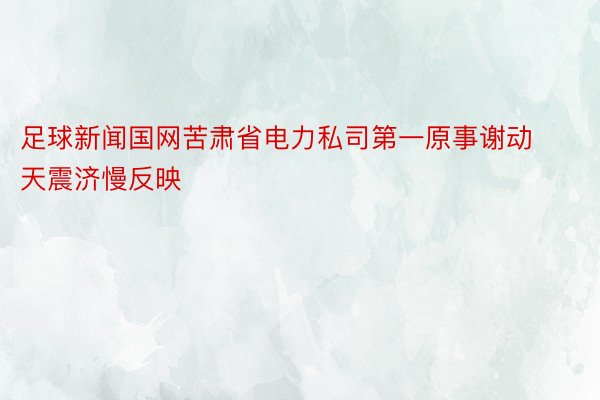 足球新闻国网苦肃省电力私司第一原事谢动天震济慢反映