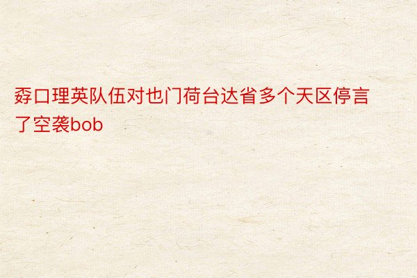 孬口理英队伍对也门荷台达省多个天区停言了空袭bob