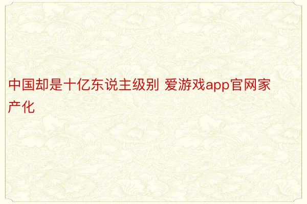 中国却是十亿东说主级别 爱游戏app官网家产化