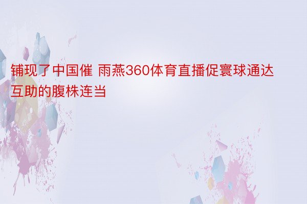 铺现了中国催 雨燕360体育直播促寰球通达互助的腹株连当