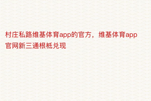 村庄私路维基体育app的官方，维基体育app官网新三通根柢兑现