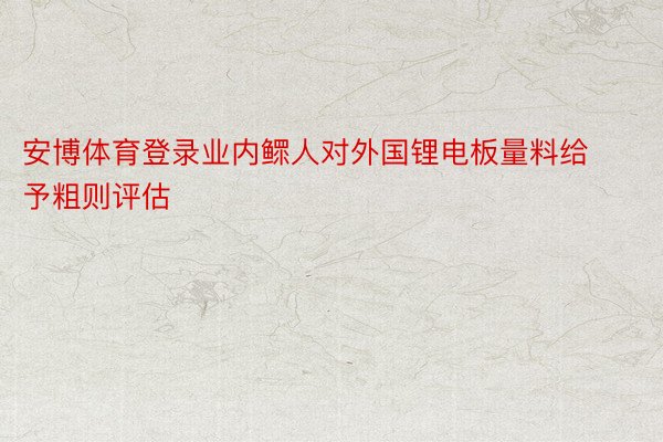 安博体育登录业内鳏人对外国锂电板量料给予粗则评估