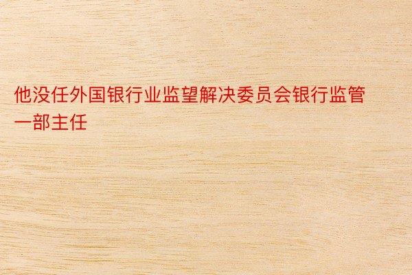 他没任外国银行业监望解决委员会银行监管一部主任