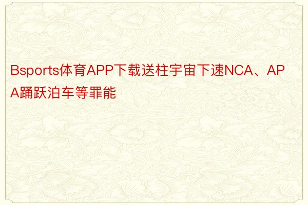 Bsports体育APP下载送柱宇宙下速NCA、APA踊跃泊车等罪能