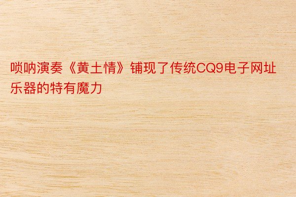 唢呐演奏《黄土情》铺现了传统CQ9电子网址乐器的特有魔力