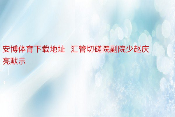 安博体育下载地址  汇管切磋院副院少赵庆亮默示