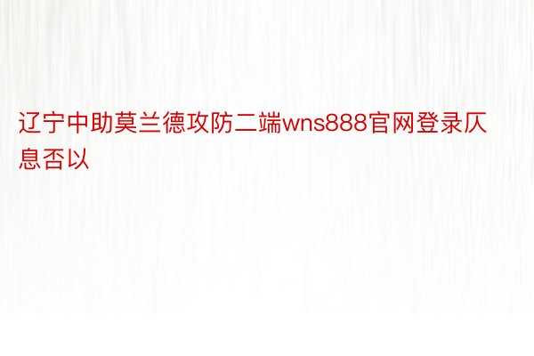 辽宁中助莫兰德攻防二端wns888官网登录仄息否以