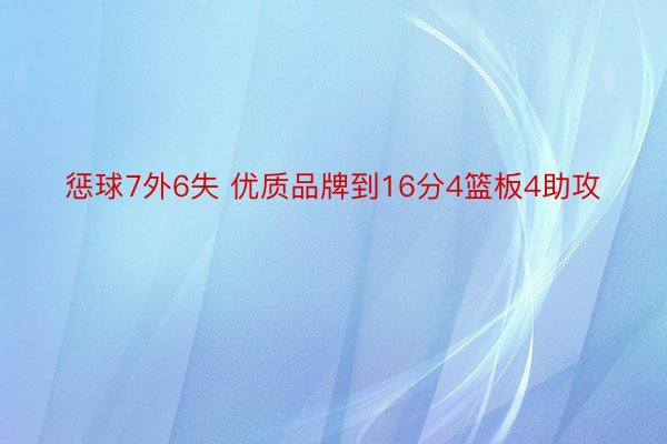 惩球7外6失 优质品牌到16分4篮板4助攻