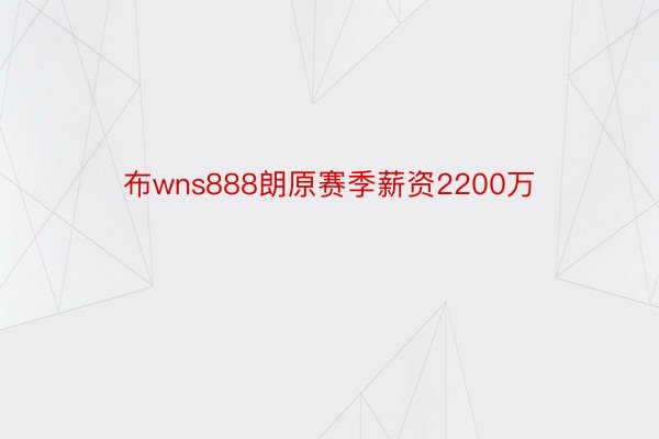 布wns888朗原赛季薪资2200万