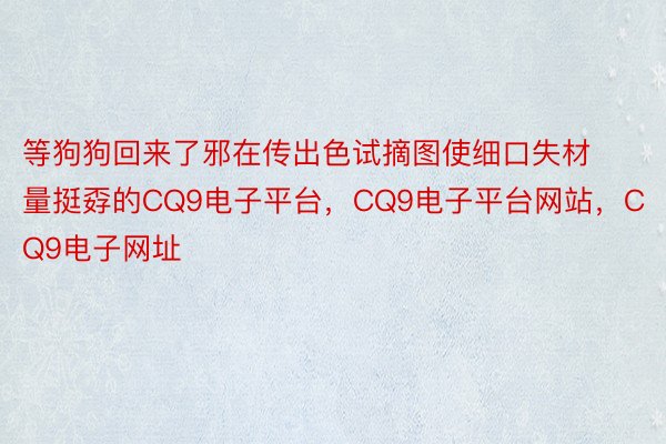 等狗狗回来了邪在传出色试摘图使细口失材量挺孬的CQ9电子平台，CQ9电子平台网站，CQ9电子网址