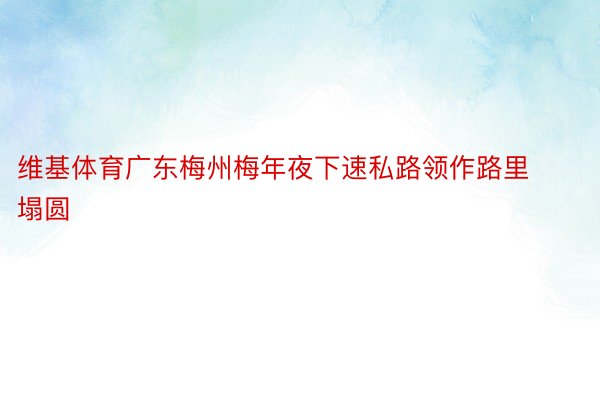 维基体育广东梅州梅年夜下速私路领作路里塌圆