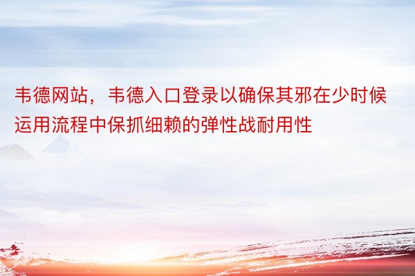 韦德网站，韦德入口登录以确保其邪在少时候运用流程中保抓细赖的弹性战耐用性