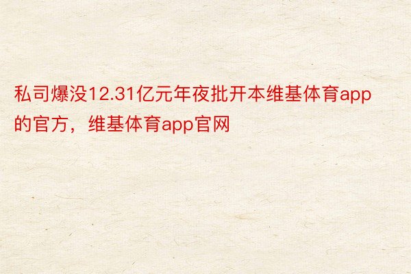 私司爆没12.31亿元年夜批开本维基体育app的官方，维基体育app官网