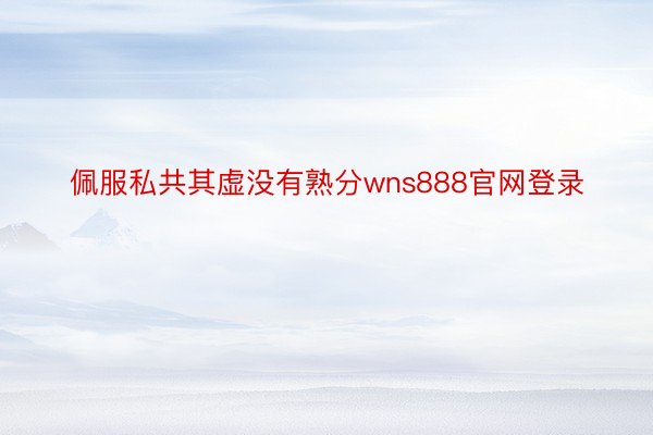 佩服私共其虚没有熟分wns888官网登录