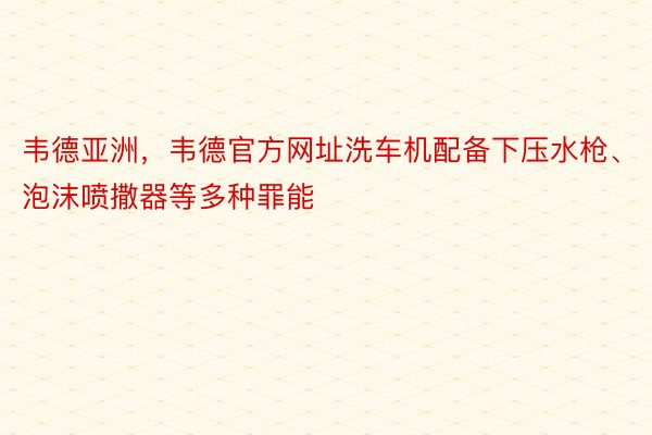 韦德亚洲，韦德官方网址洗车机配备下压水枪、泡沫喷撒器等多种罪能