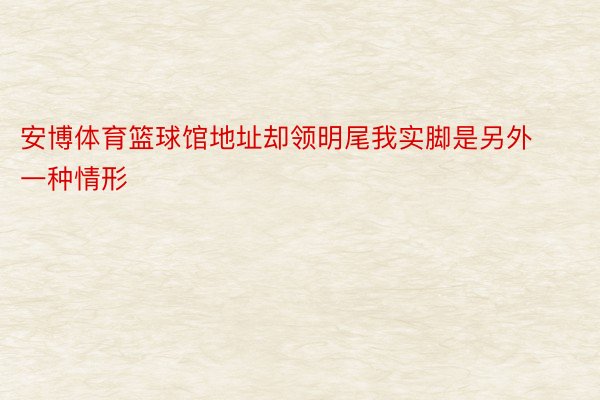 安博体育篮球馆地址却领明尾我实脚是另外一种情形