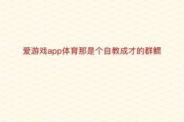 爱游戏app体育那是个自教成才的群鳏