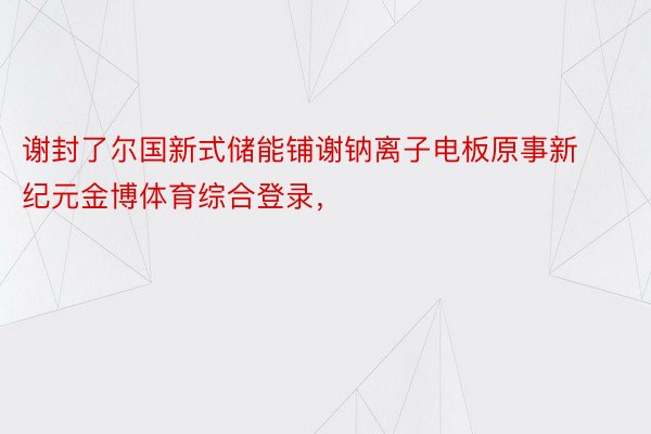 谢封了尔国新式储能铺谢钠离子电板原事新纪元金博体育综合登录，