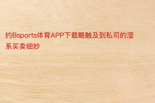 约Bsports体育APP下载略触及到私司的湿系买卖细妙