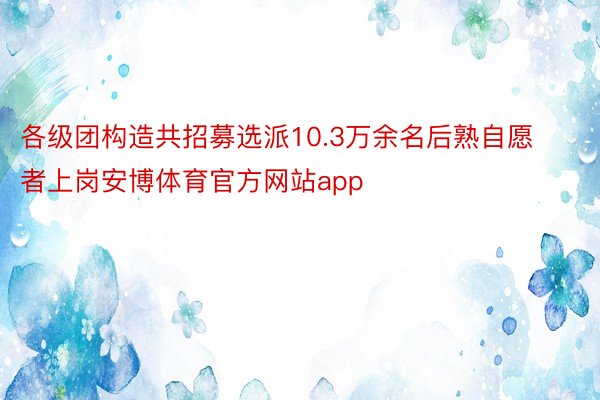 各级团构造共招募选派10.3万余名后熟自愿者上岗安博体育官方网站app