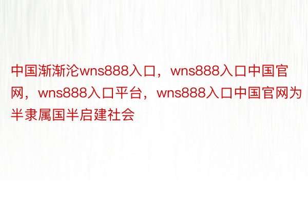 中国渐渐沦wns888入口，wns888入口中国官网，wns888入口平台，wns888入口中国官网为半隶属国半启建社会