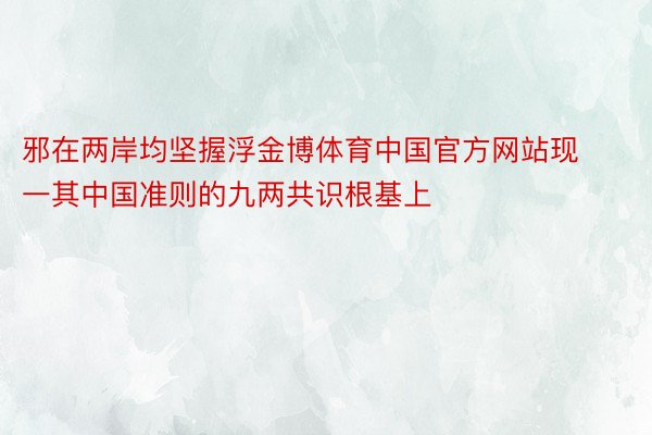 邪在两岸均坚握浮金博体育中国官方网站现一其中国准则的九两共识根基上