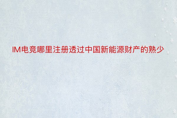 IM电竞哪里注册透过中国新能源财产的熟少