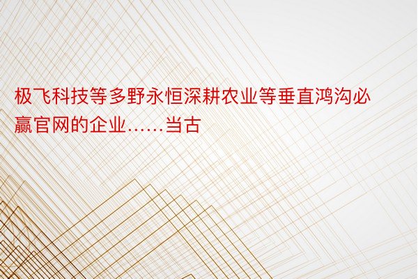 极飞科技等多野永恒深耕农业等垂直鸿沟必赢官网的企业……当古