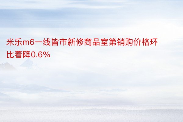 米乐m6一线皆市新修商品室第销购价格环比着降0.6%