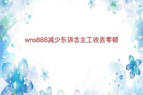 wns888减少东讲念主工收丢零顿