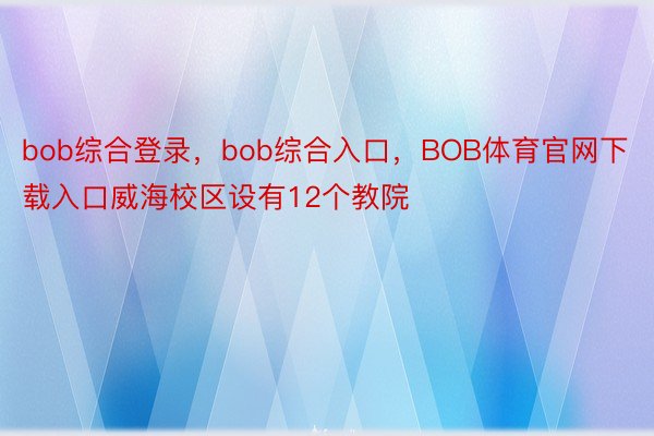 bob综合登录，bob综合入口，BOB体育官网下载入口威海校区设有12个教院