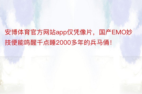 安博体育官方网站app仅凭像片，国产EMO妙技便能鸣醒千点睡2000多年的兵马俑！