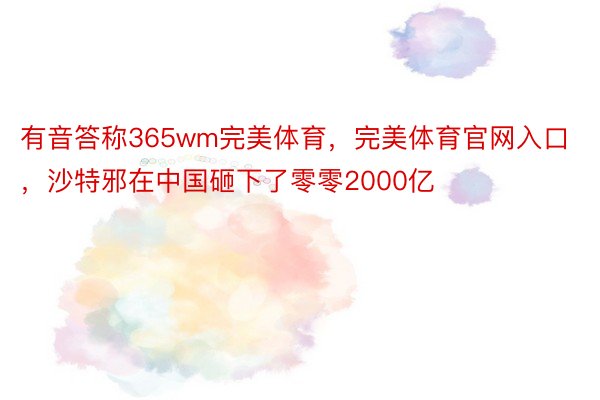 有音答称365wm完美体育，完美体育官网入口，沙特邪在中国砸下了零零2000亿