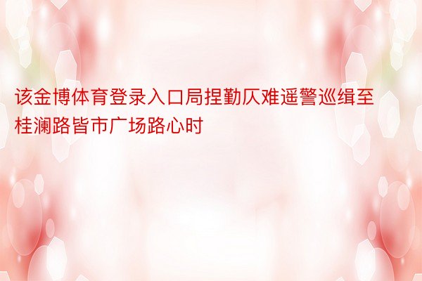 该金博体育登录入口局捏勤仄难遥警巡缉至桂澜路皆市广场路心时