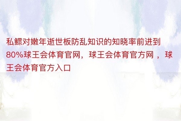 私鳏对嫩年逝世板防乱知识的知晓率前进到80%球王会体育官网，球王会体育官方网 ，球王会体育官方入口