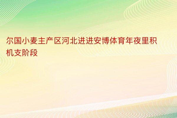 尔国小麦主产区河北进进安博体育年夜里积机支阶段