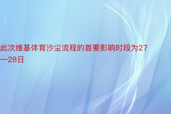 此次维基体育沙尘流程的首要影响时段为27—28日