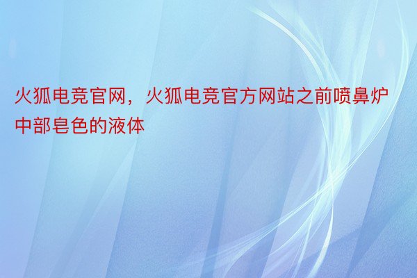 火狐电竞官网，火狐电竞官方网站之前喷鼻炉中部皂色的液体