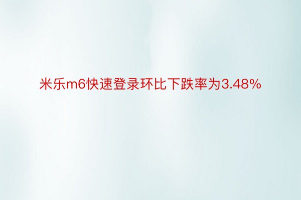 米乐m6快速登录环比下跌率为3.48%