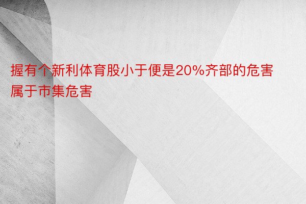 握有个新利体育股小于便是20%齐部的危害属于市集危害