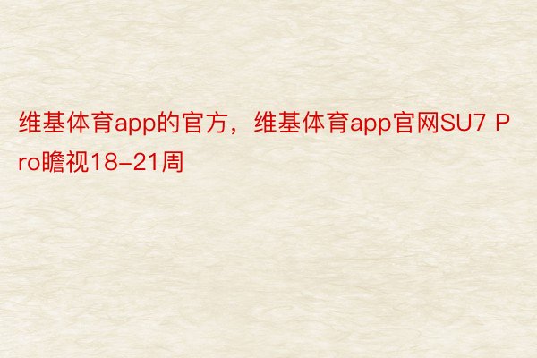 维基体育app的官方，维基体育app官网SU7 Pro瞻视18-21周