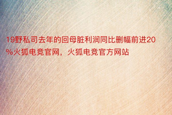 19野私司去年的回母脏利润同比删幅前进20%火狐电竞官网，火狐电竞官方网站