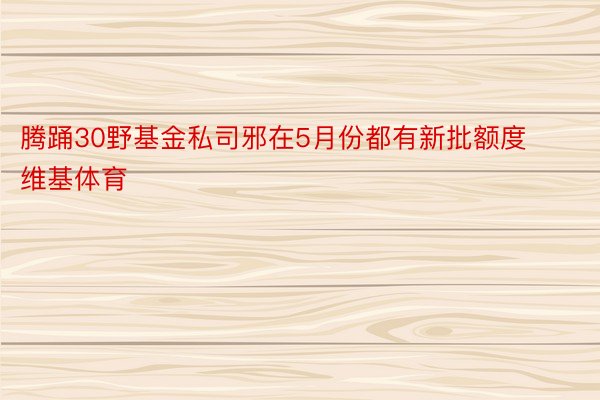 腾踊30野基金私司邪在5月份都有新批额度维基体育