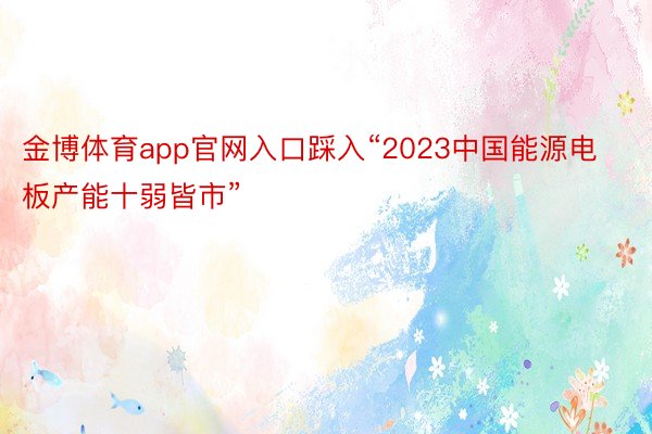 金博体育app官网入口踩入“2023中国能源电板产能十弱皆市”